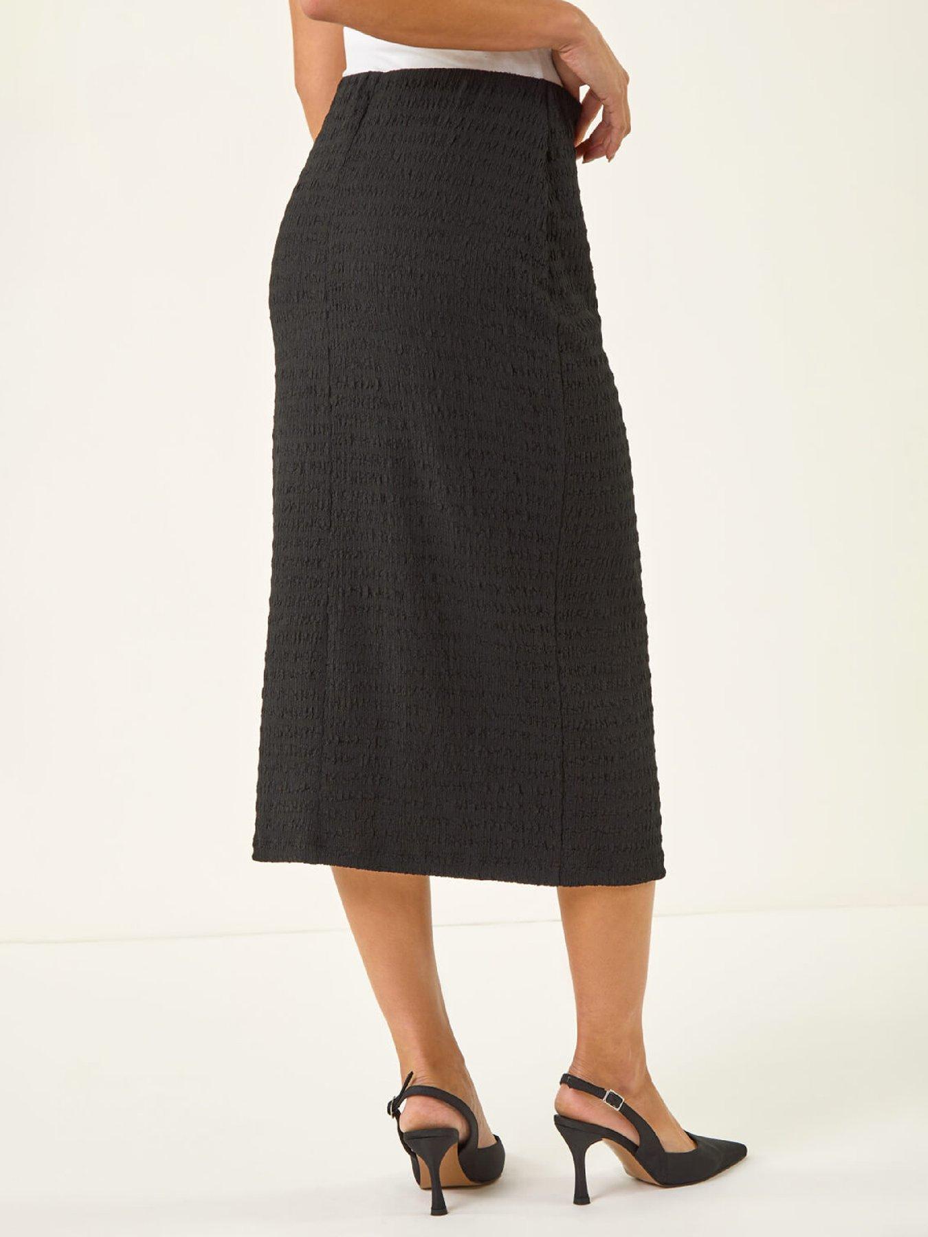 Image 2 of 5 of Roman Petite Textured Midi Skirt - Black
