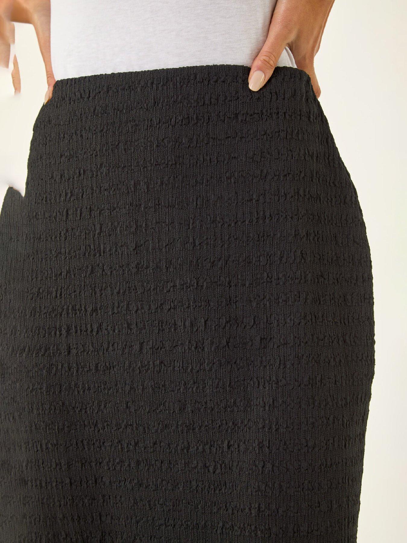 Image 5 of 5 of Roman Petite Textured Midi Skirt - Black