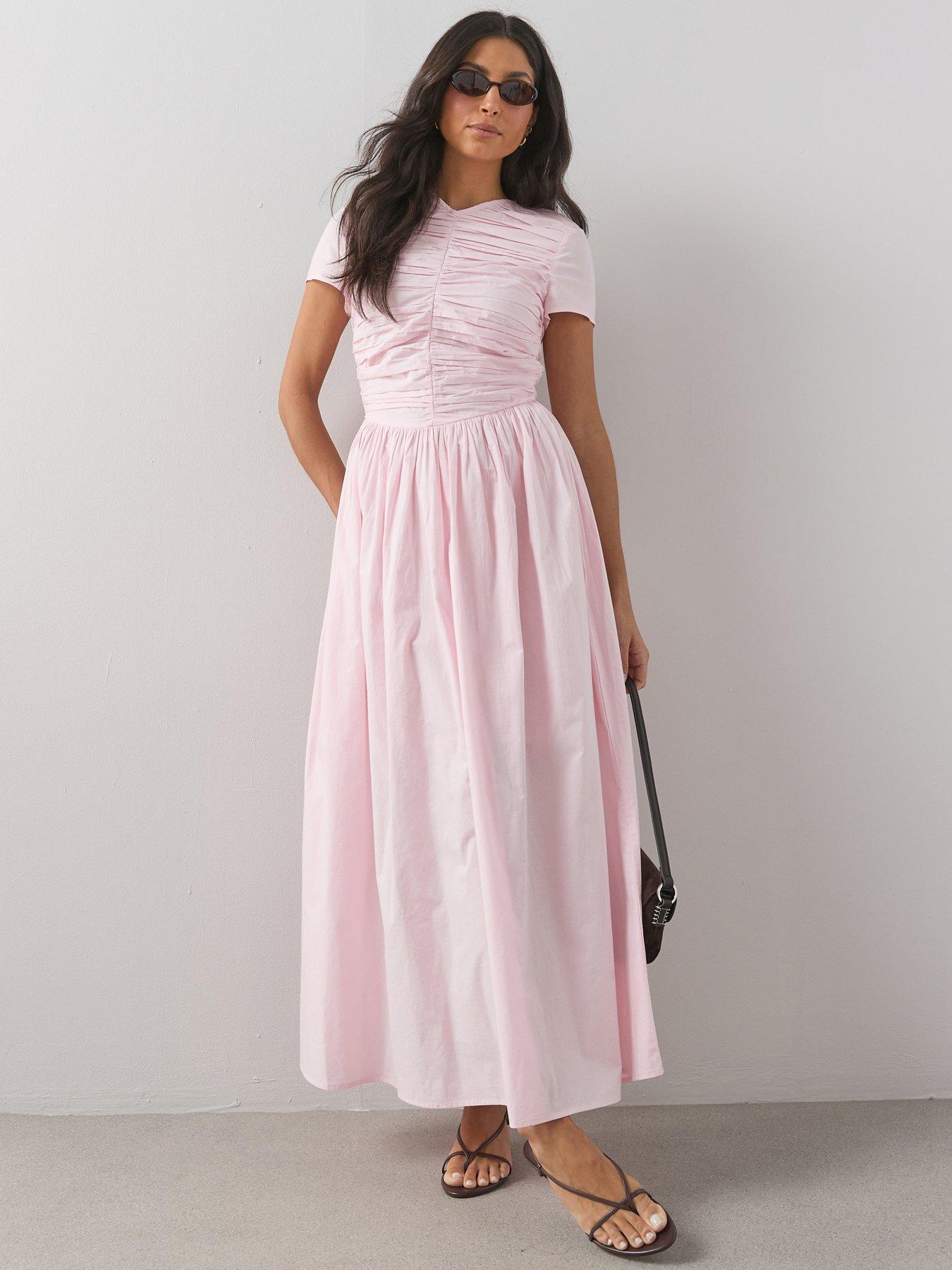 The Very Collection Short Sleeve Cotton Ruched Midaxi Dress