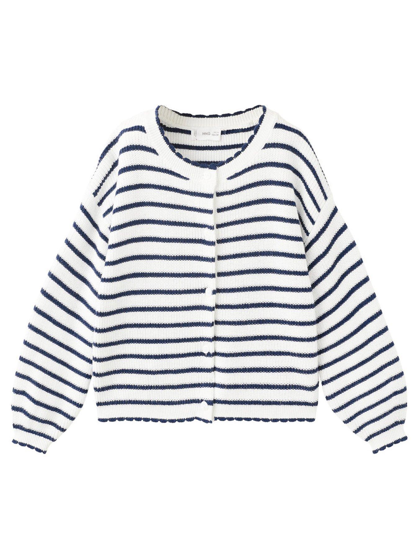Mango Younger Girls Striped Cardigan - Navy Stripe