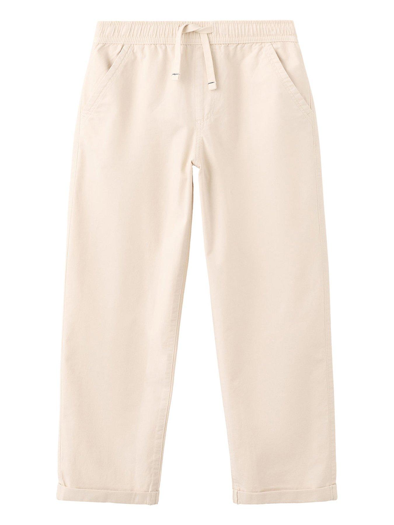  image of mango-boys-elasticated-waist-chino-trousers-beige