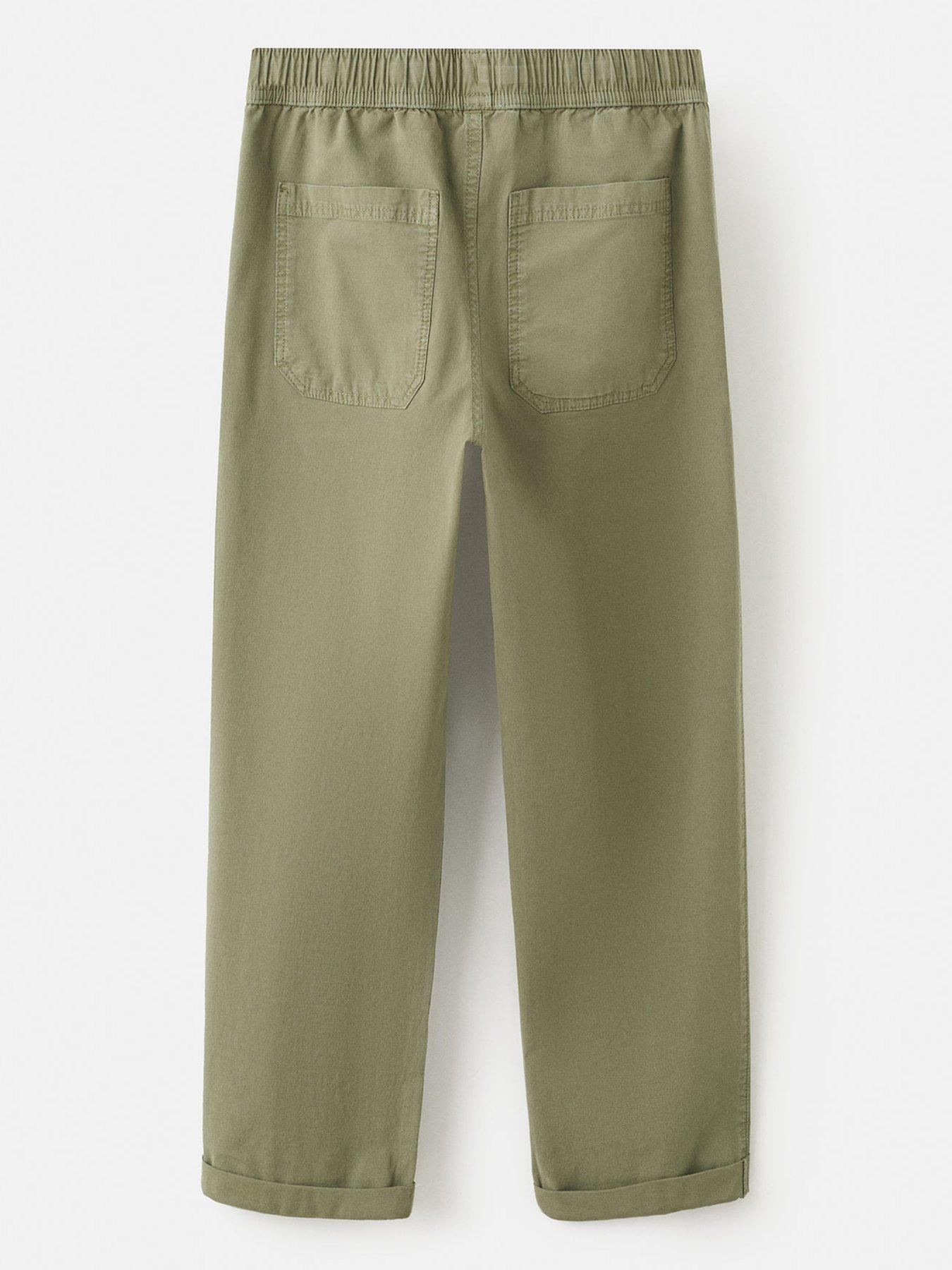  image of mango-boys-elasticated-waist-chino-trousers-khaki