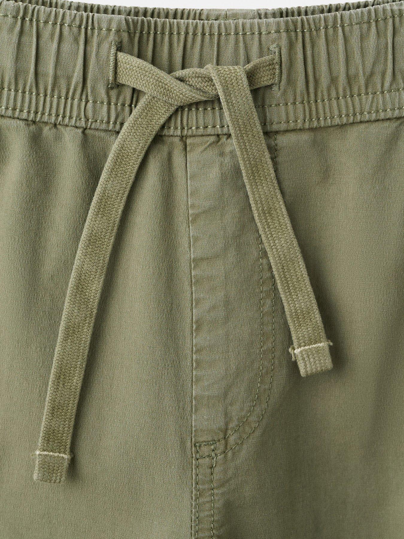  image of mango-boys-elasticated-waist-chino-trousers-khaki