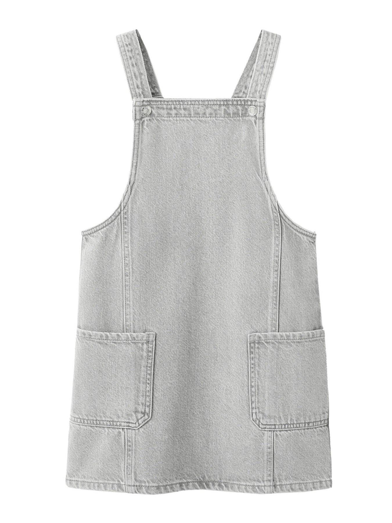 Mango Girls Denim Dungaree Dress - Grey
