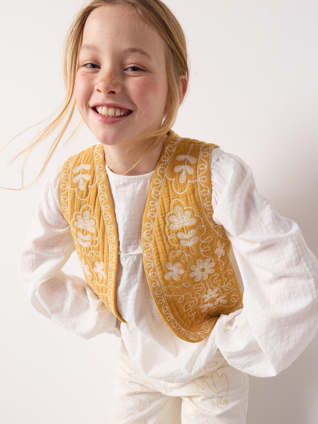 Mango Girls Flower Waistcoat - Yellow