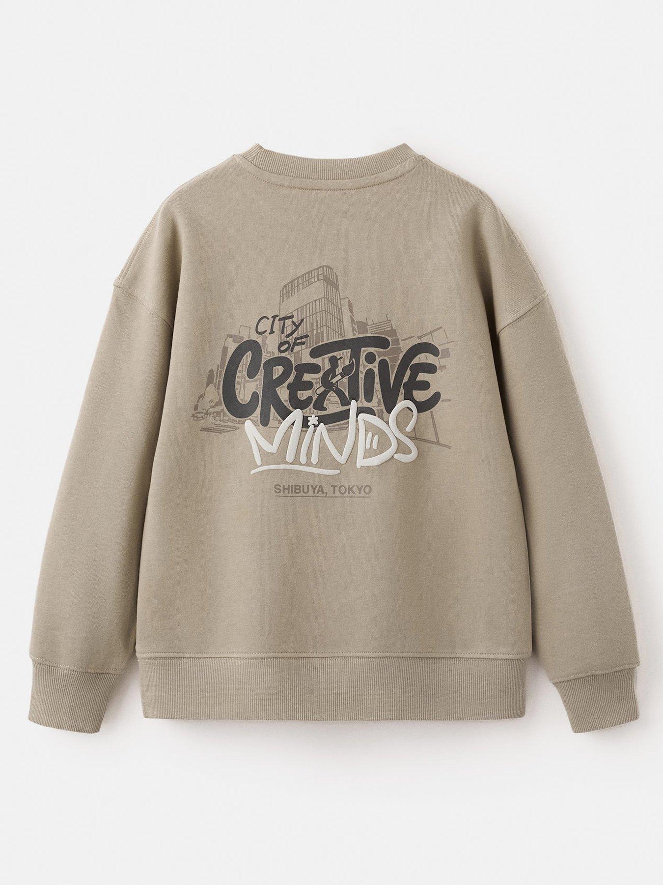 Image 2 of 5 of Mango Boys Creative Minds Back Print Sweat - Beige