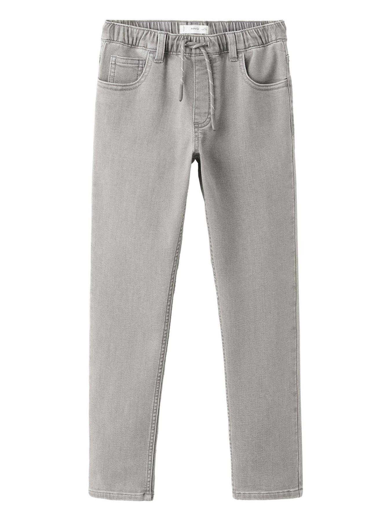 image of mango-boys-elasticated-waistband-denim-jeans-grey