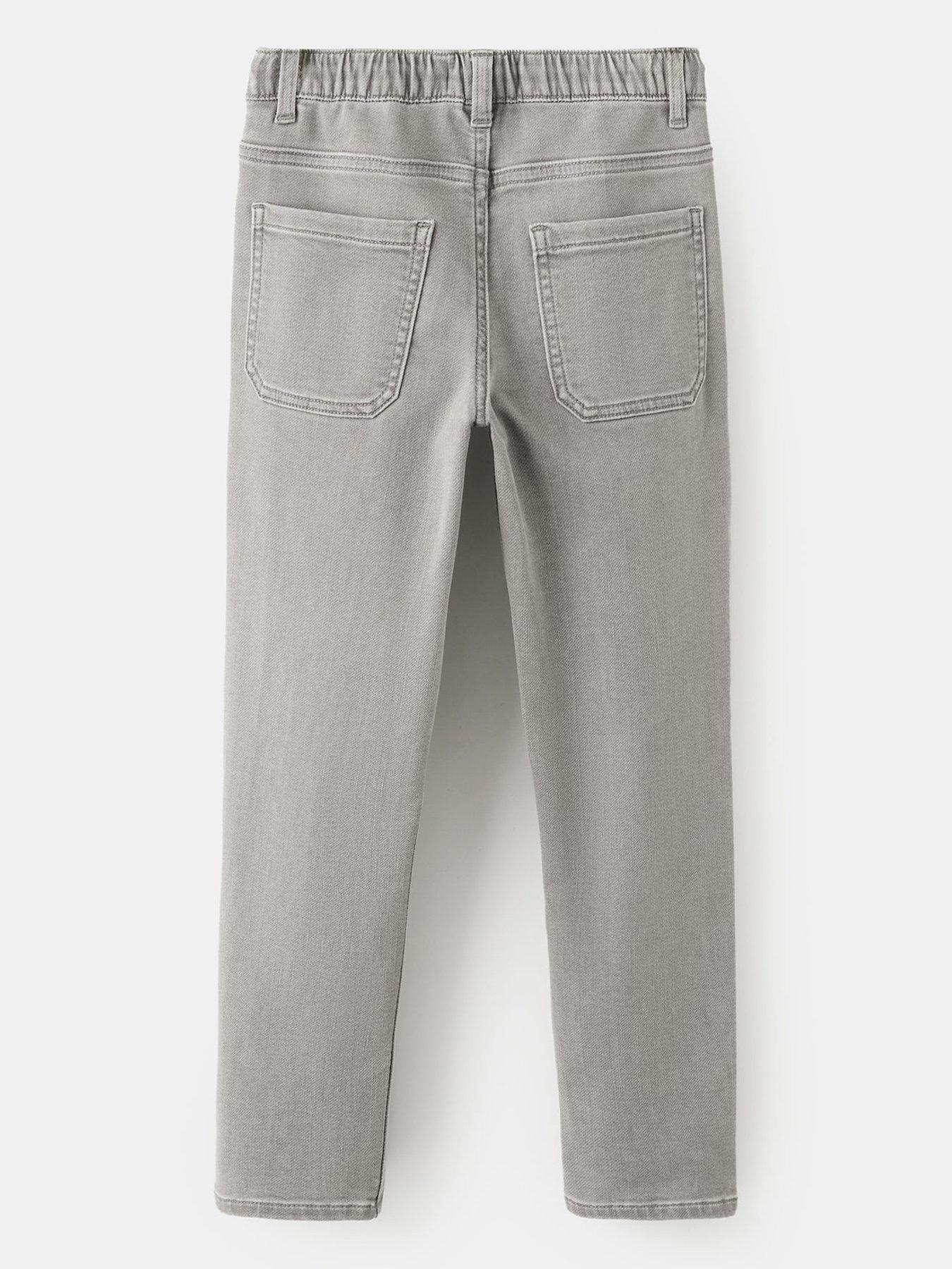  image of mango-boys-elasticated-waistband-denim-jeans-grey