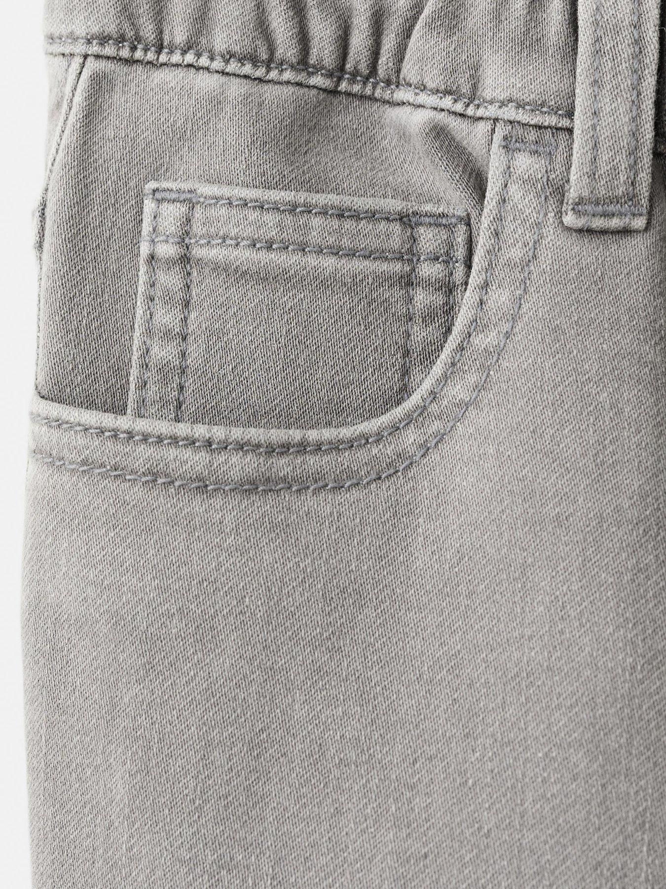  image of mango-boys-elasticated-waistband-denim-jeans-grey