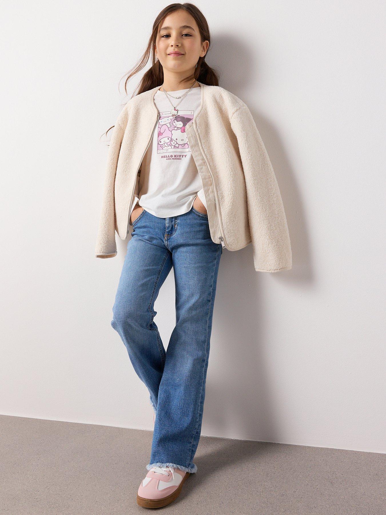 mango-girls-frayed-hem-flare-jeans-blue