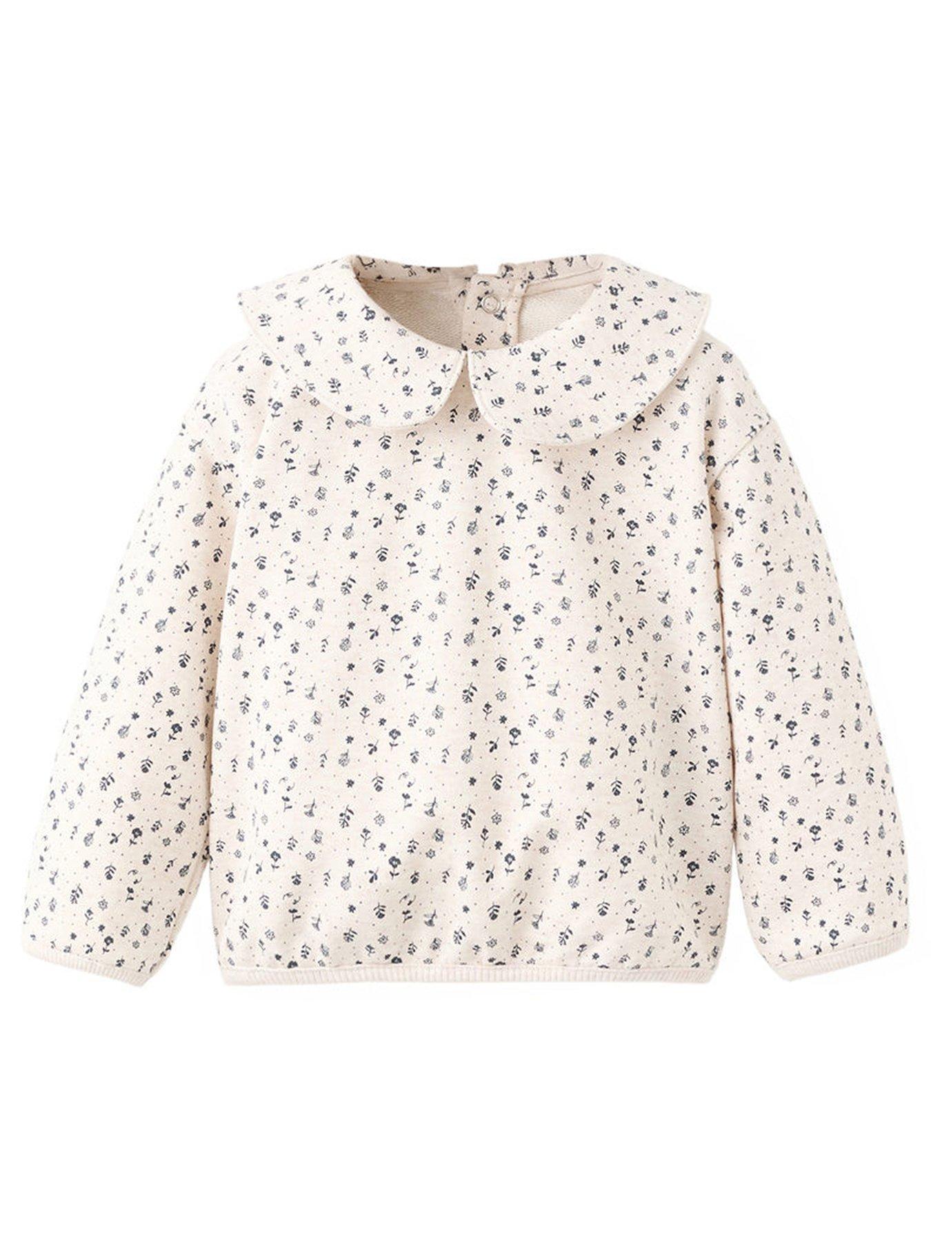 Mango Baby Girls Peter Pan Collar Co Ord Sweatshirt - Beige