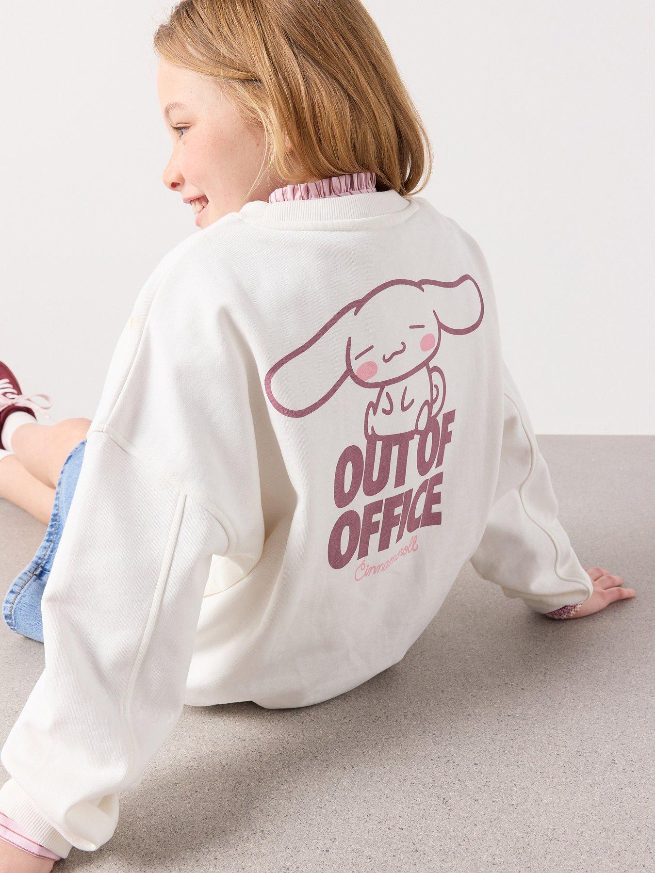 Image 1 of 7 of Mango Girls Hello Kitty Print Sweatshirt - Light Cream