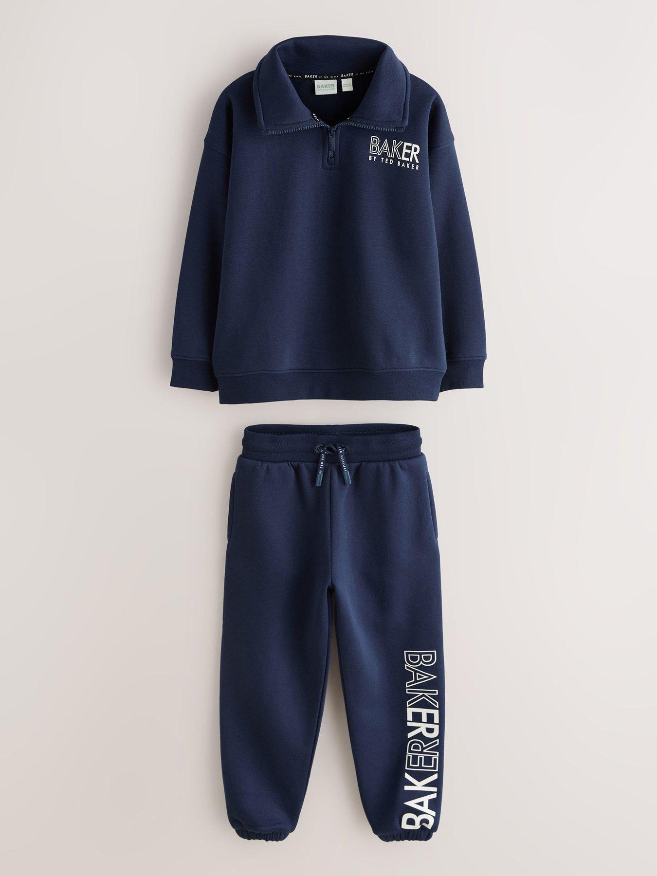 front image of ted-baker-boys-graphic-funnel-set-navy