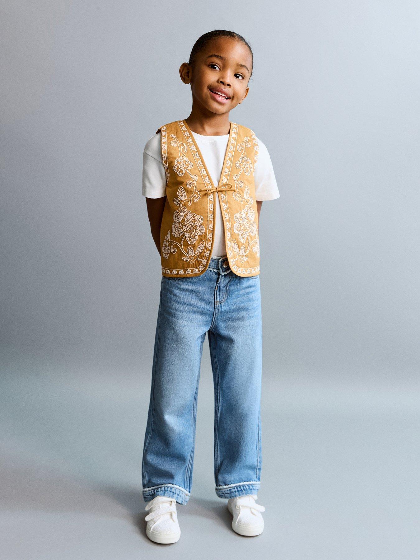 Mango Younger Girls Flower Waistcoat - Yellow