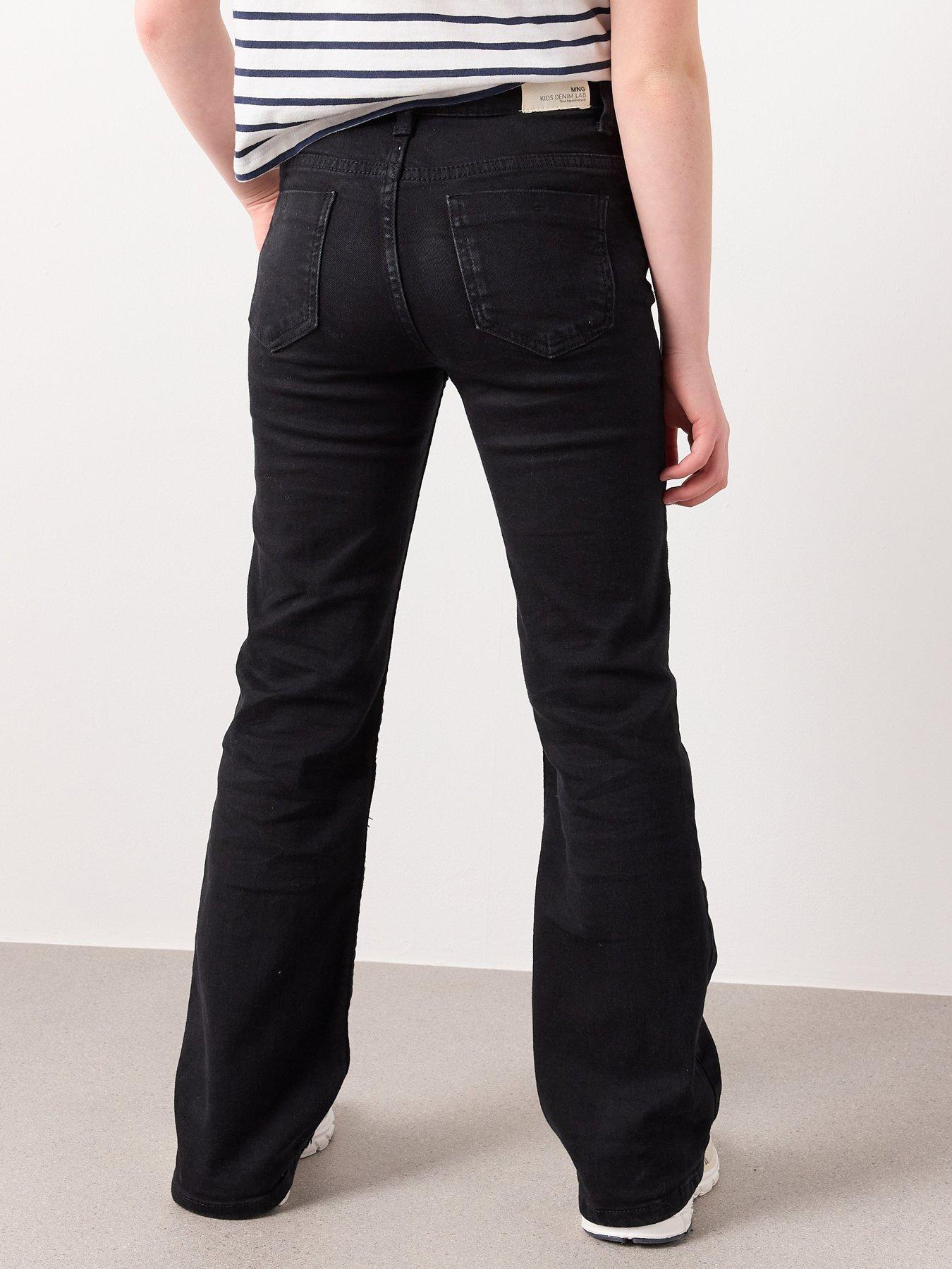  image of mango-girls-button-up-flare-jeans-black