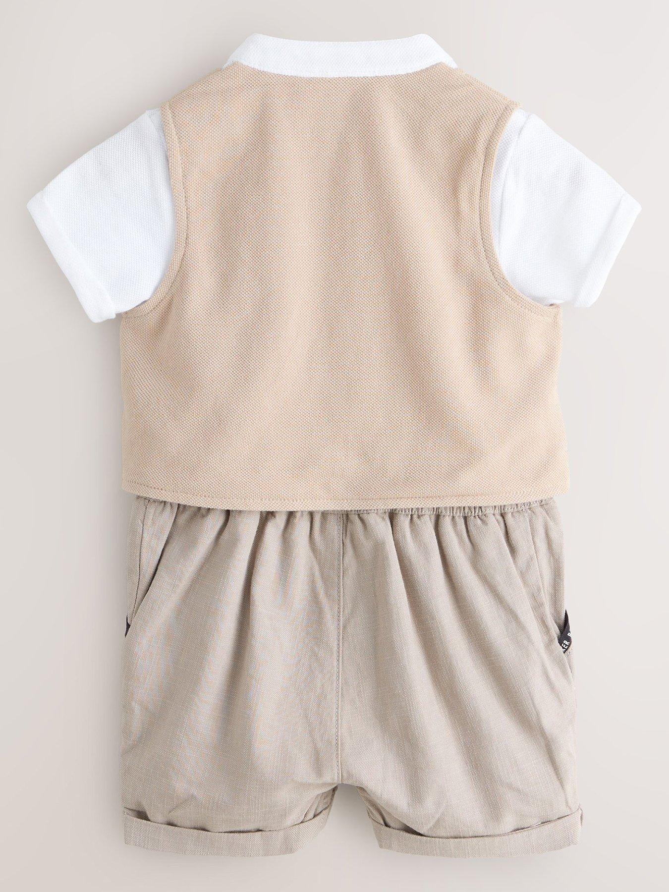 Image 2 of 6 of Ted Baker Baby Boys Waistcoat Romper Set - Neutral