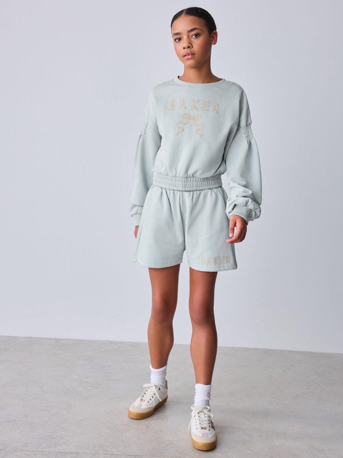 Ted Baker Older Girls Bow Sweatshirt  &  Short Set - Grey