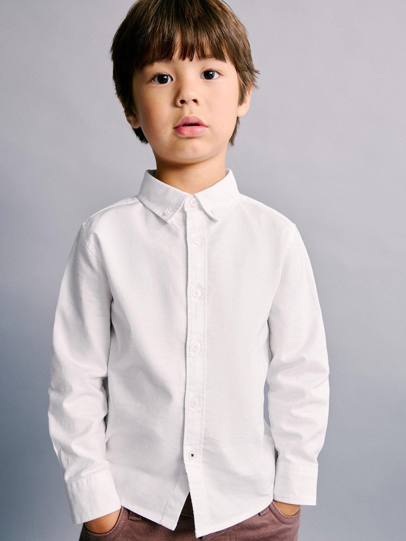 Mango Younger Boys Long Sleeve Oxford Shirt - White