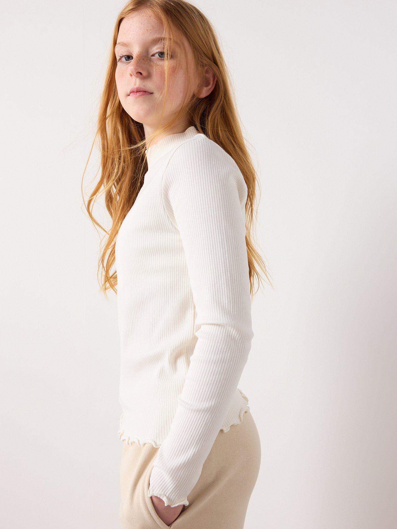 Mango Girls Turtle Neck Long Sleeve T-shirt - Light Cream