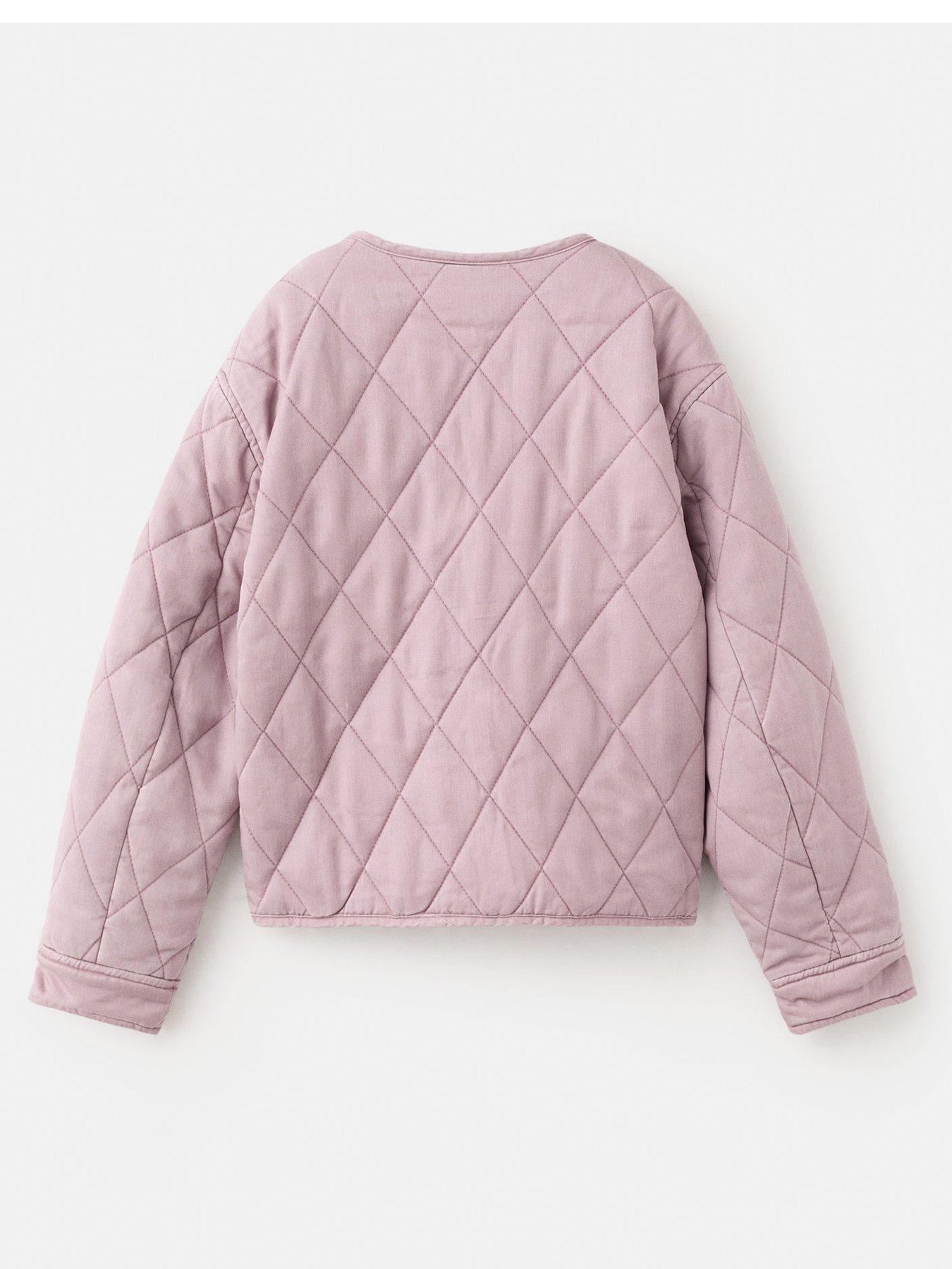 Image 3 of 6 of Mango Girls Quilted Garment Washed Jacket - Pink