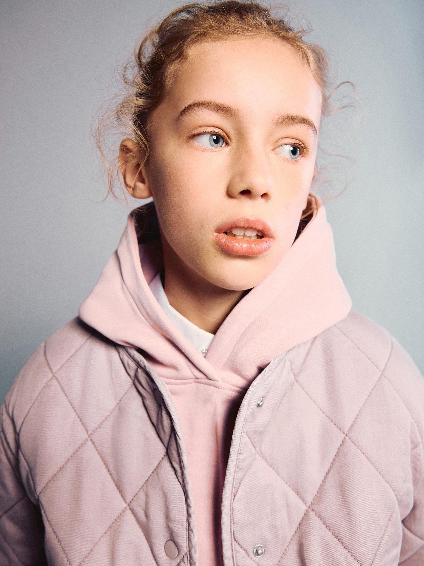 Image 4 of 6 of Mango Girls Quilted Garment Washed Jacket - Pink