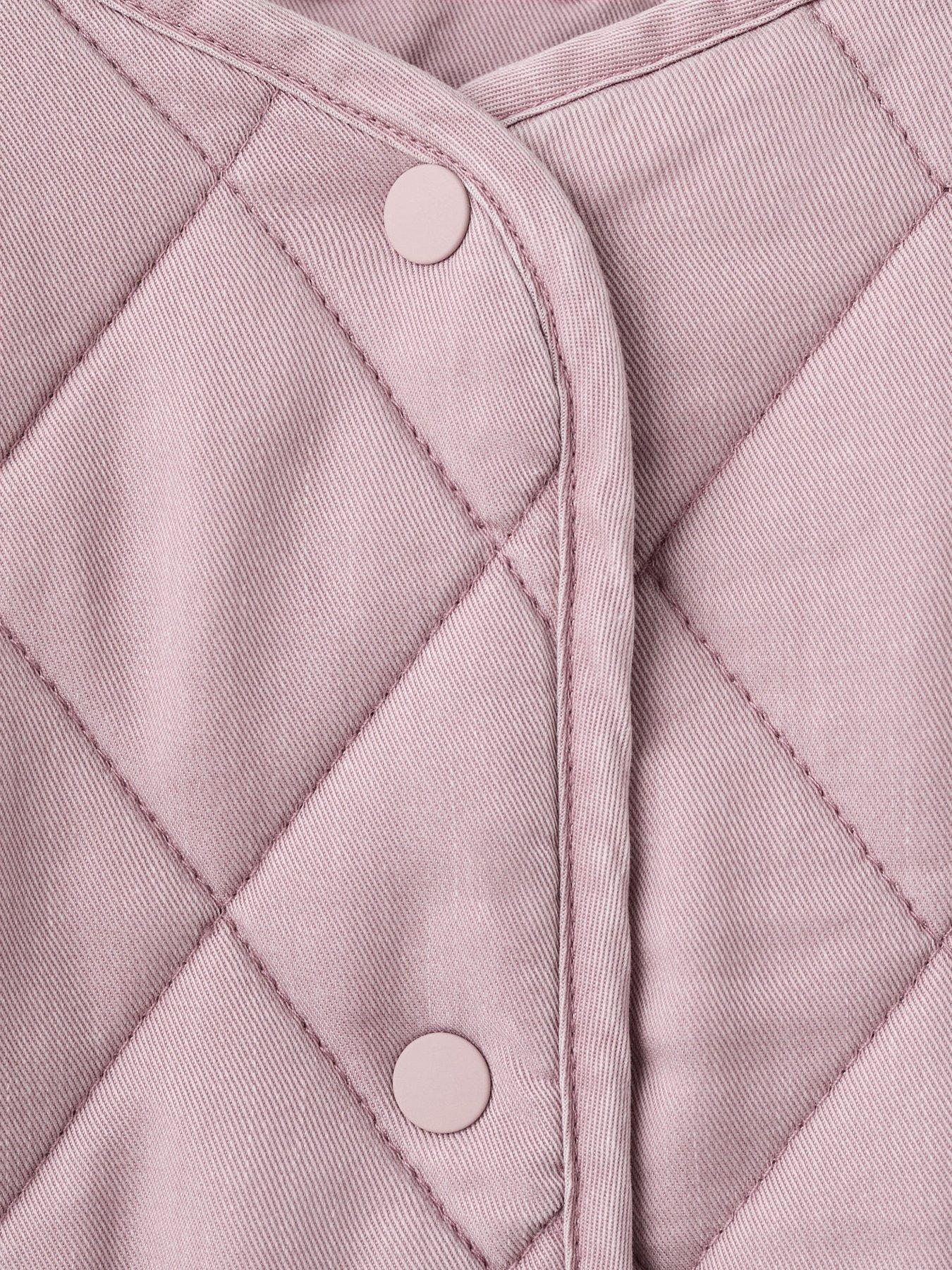 Image 5 of 6 of Mango Girls Quilted Garment Washed Jacket - Pink