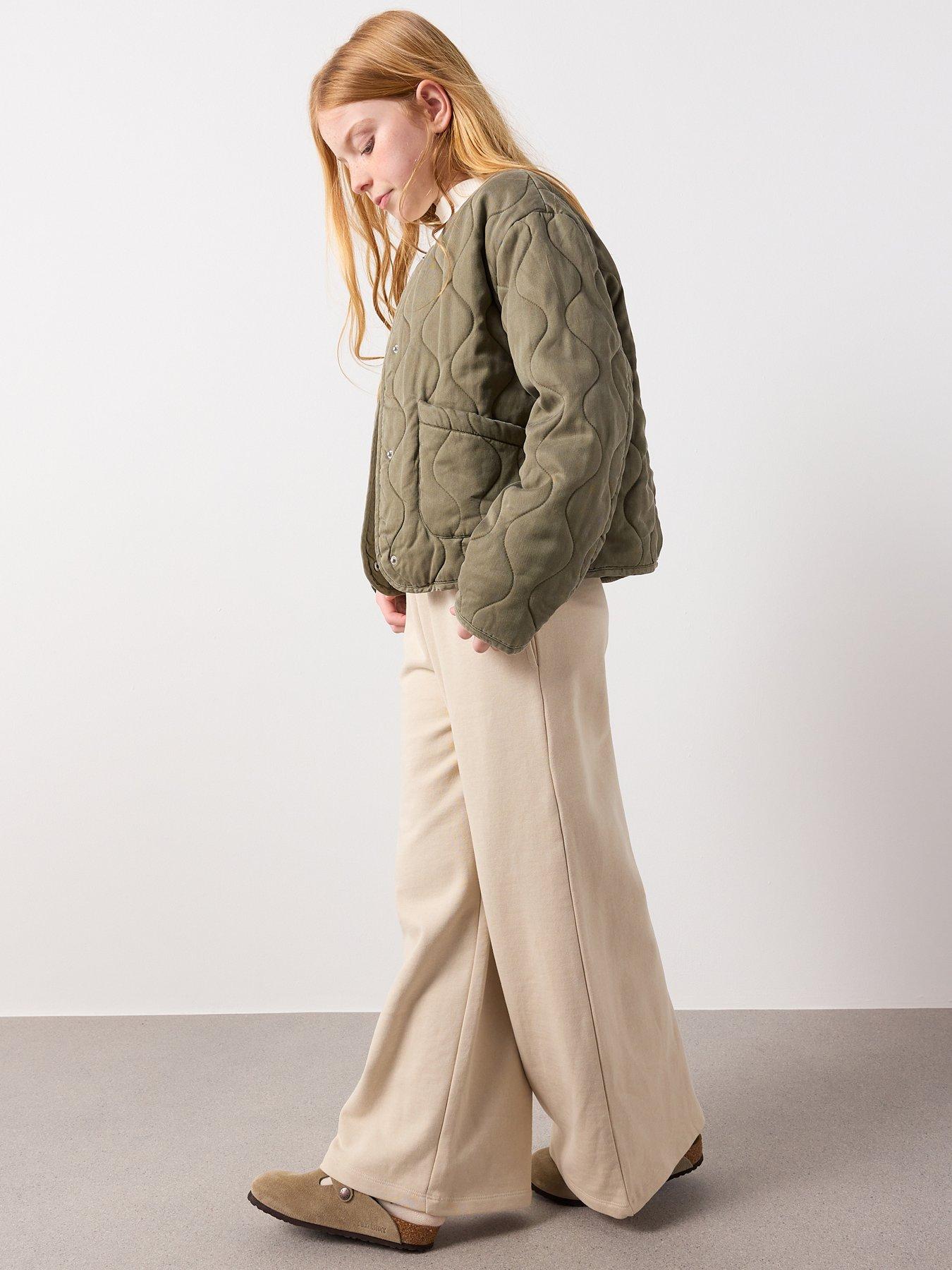  image of mango-girls-quilted-washed-jacket-khaki