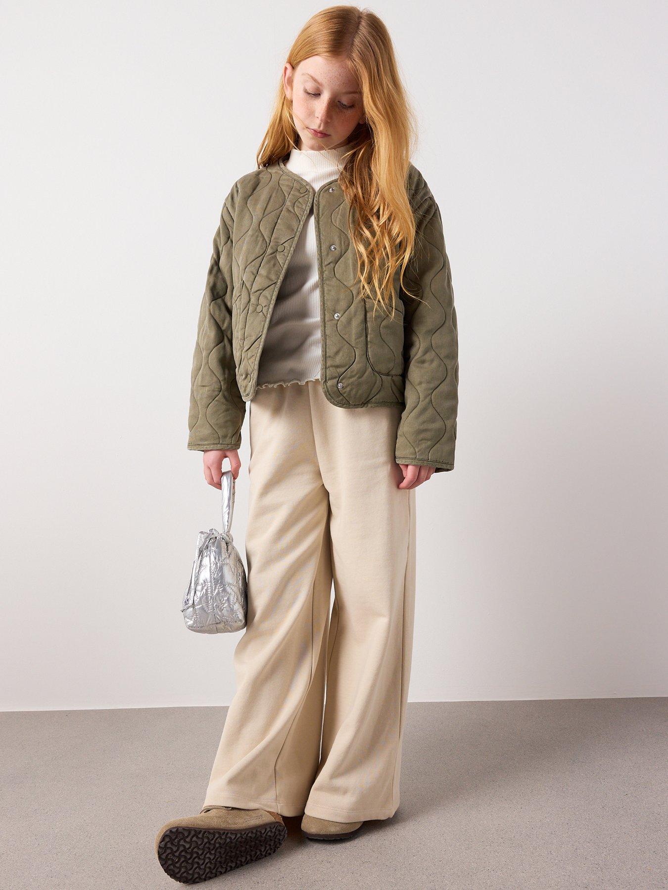  image of mango-girls-quilted-washed-jacket-khaki