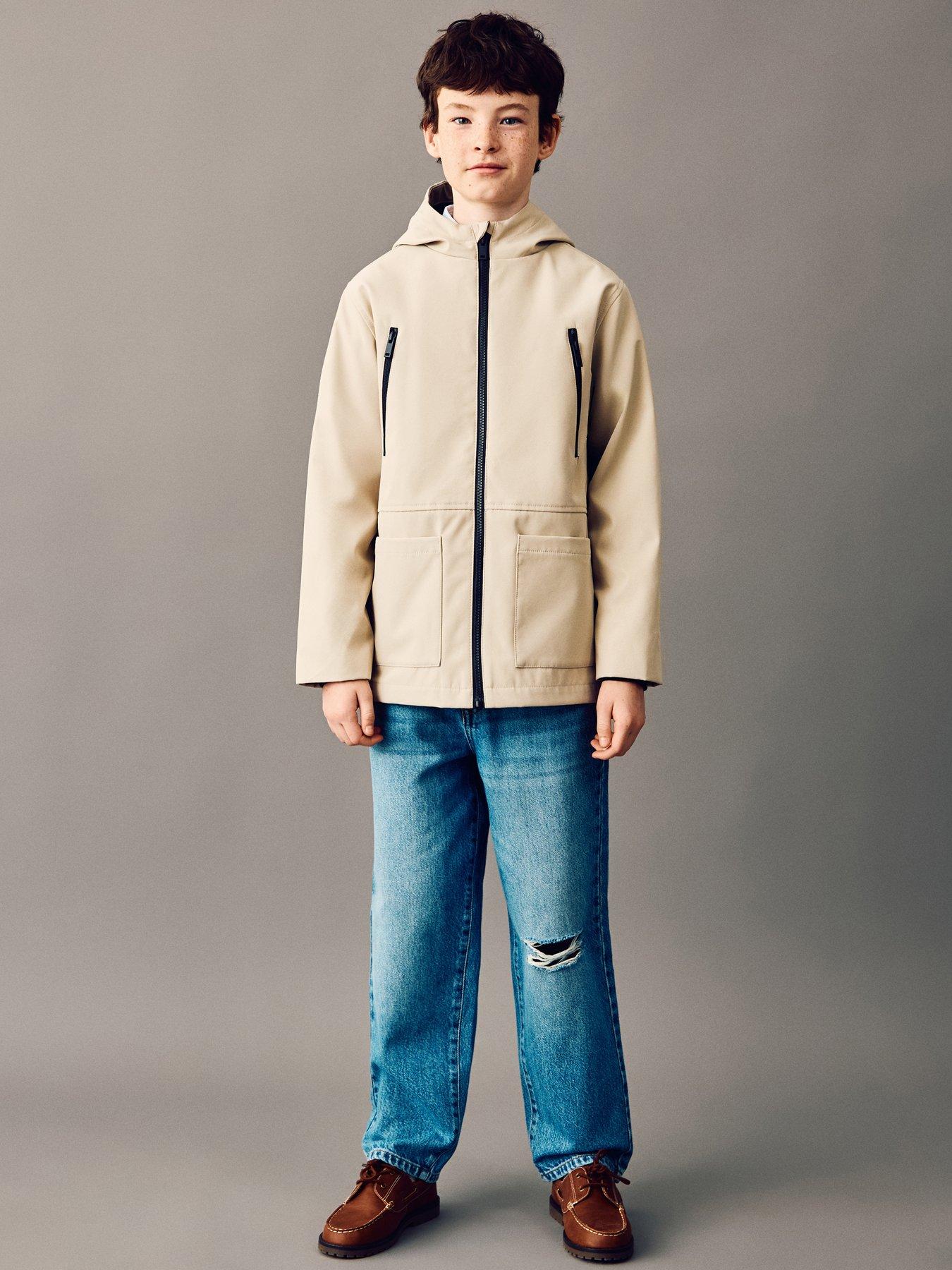 Mango Boys Contrast Zip Coat - Cream