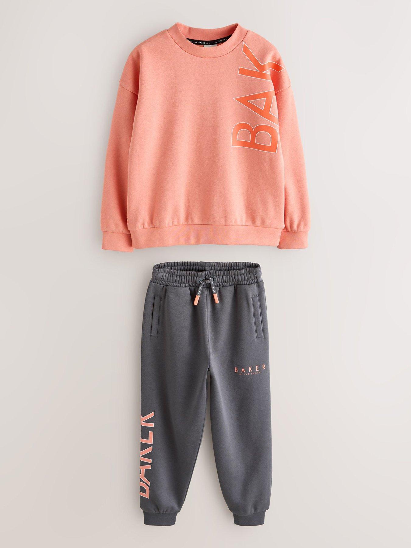 front image of ted-baker-boys-graphic-long-sleeved-set-orange