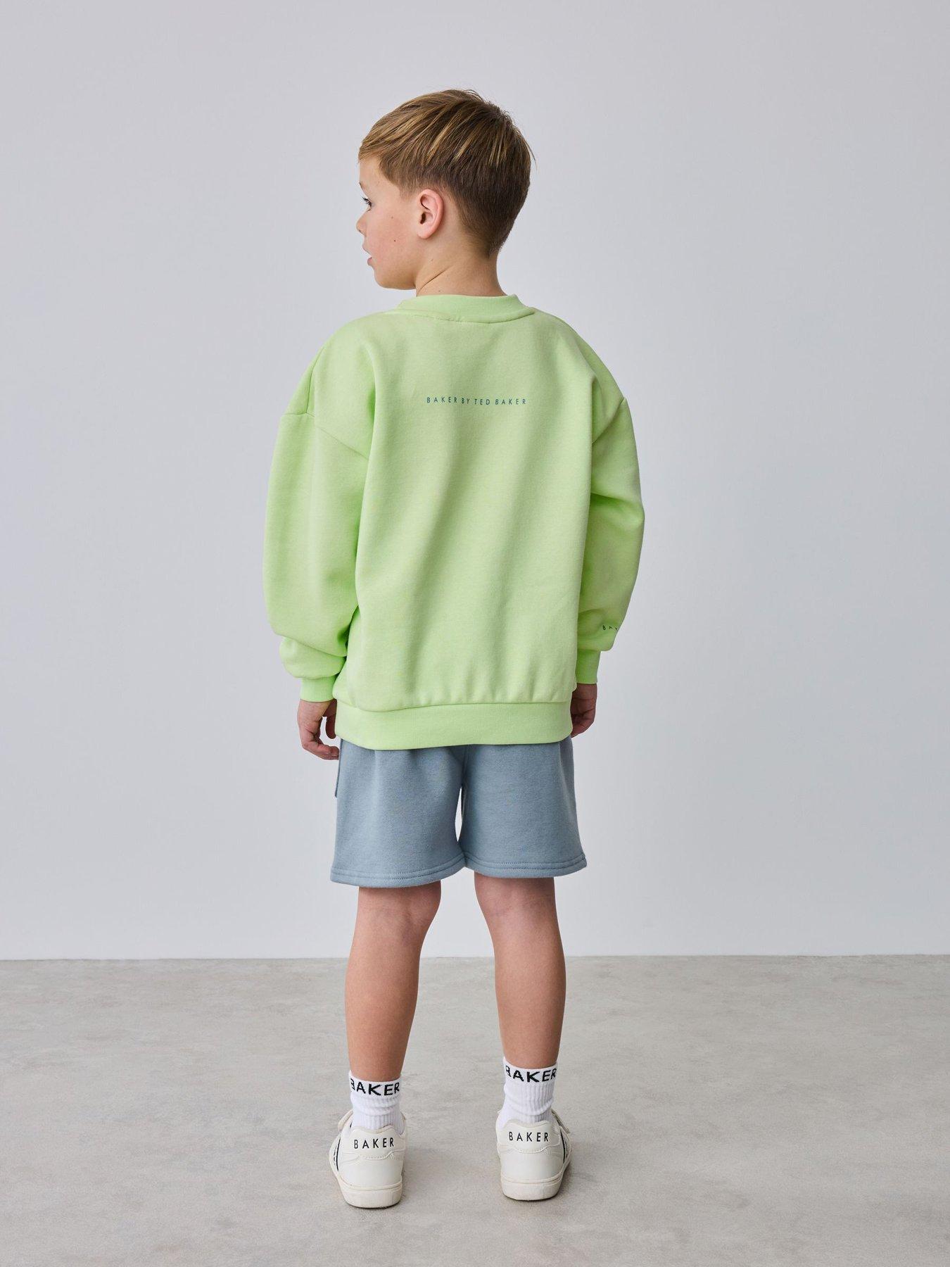 Image 2 of 7 of Ted Baker Boys Long Sleeved Graphic Short Set - Green