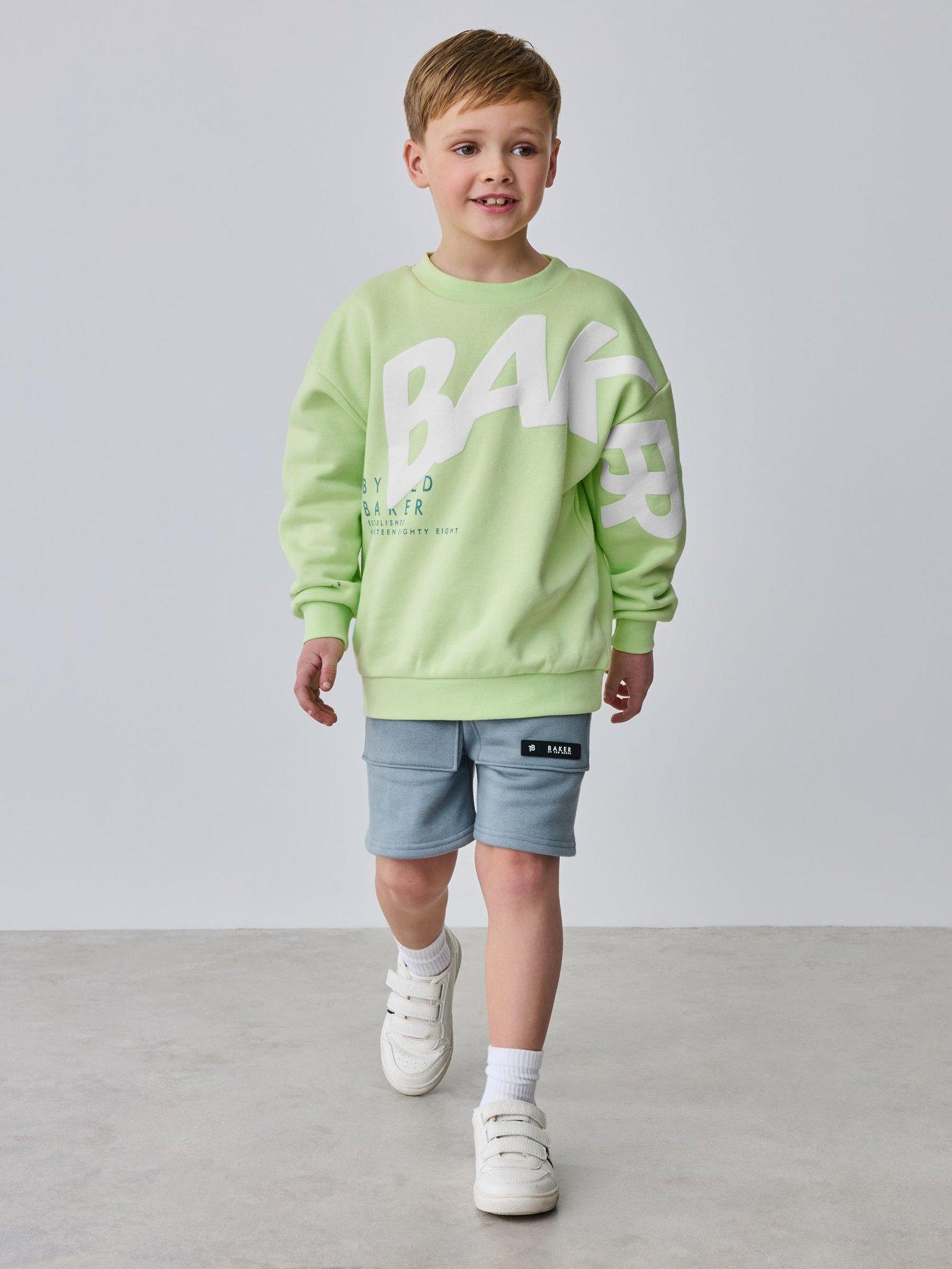 Image 3 of 7 of Ted Baker Boys Long Sleeved Graphic Short Set - Green