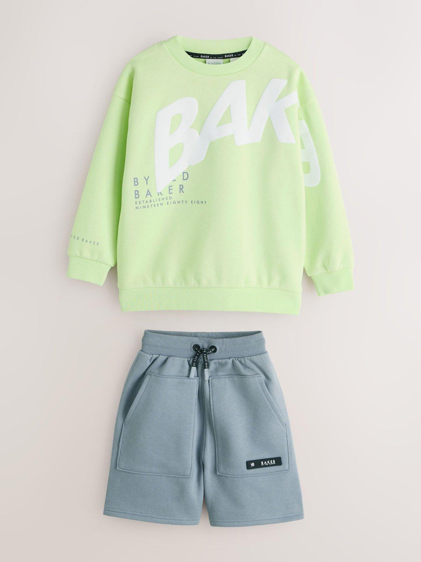Image 5 of 7 of Ted Baker Boys Long Sleeved Graphic Short Set - Green