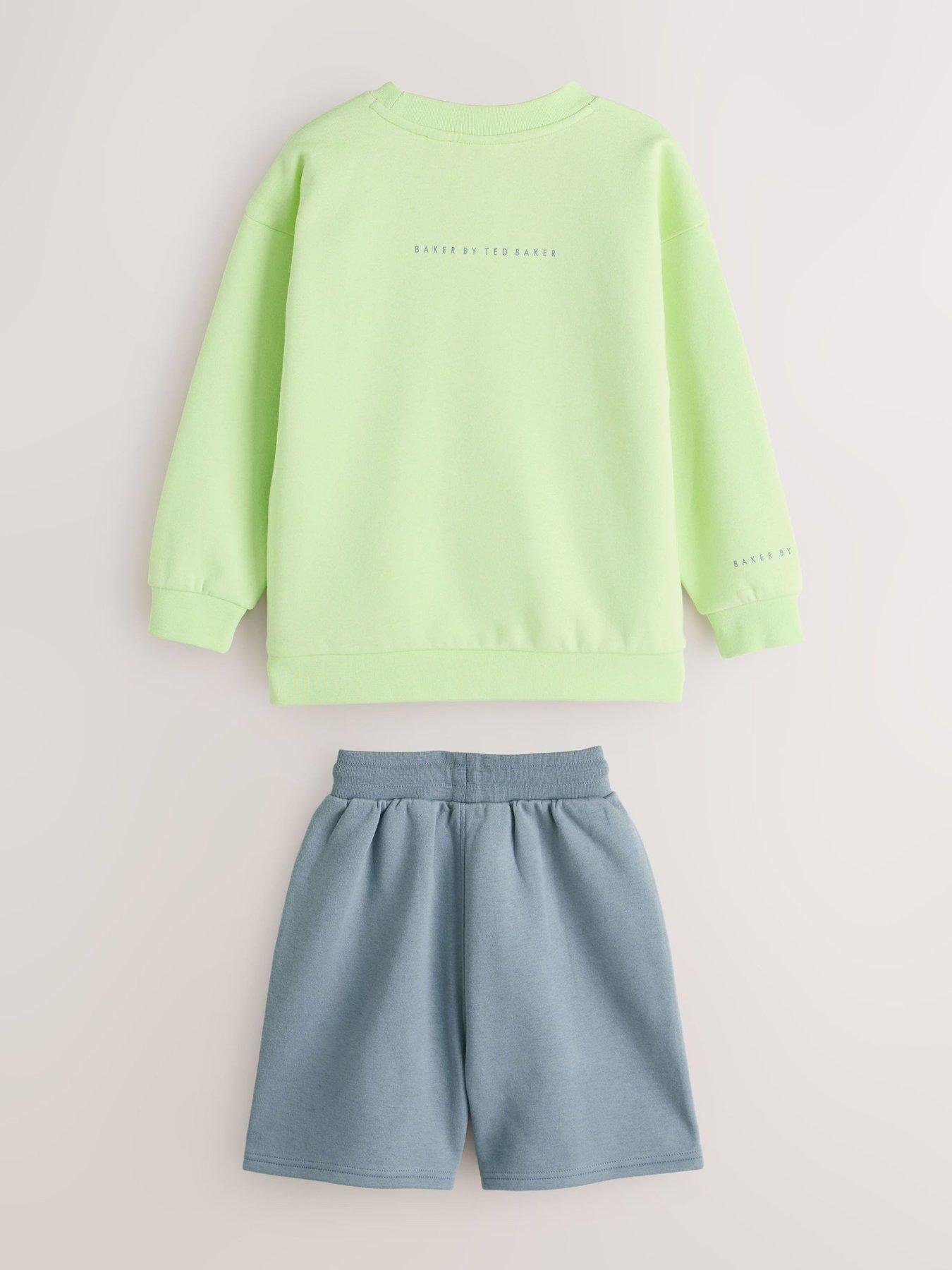 Image 6 of 7 of Ted Baker Boys Long Sleeved Graphic Short Set - Green