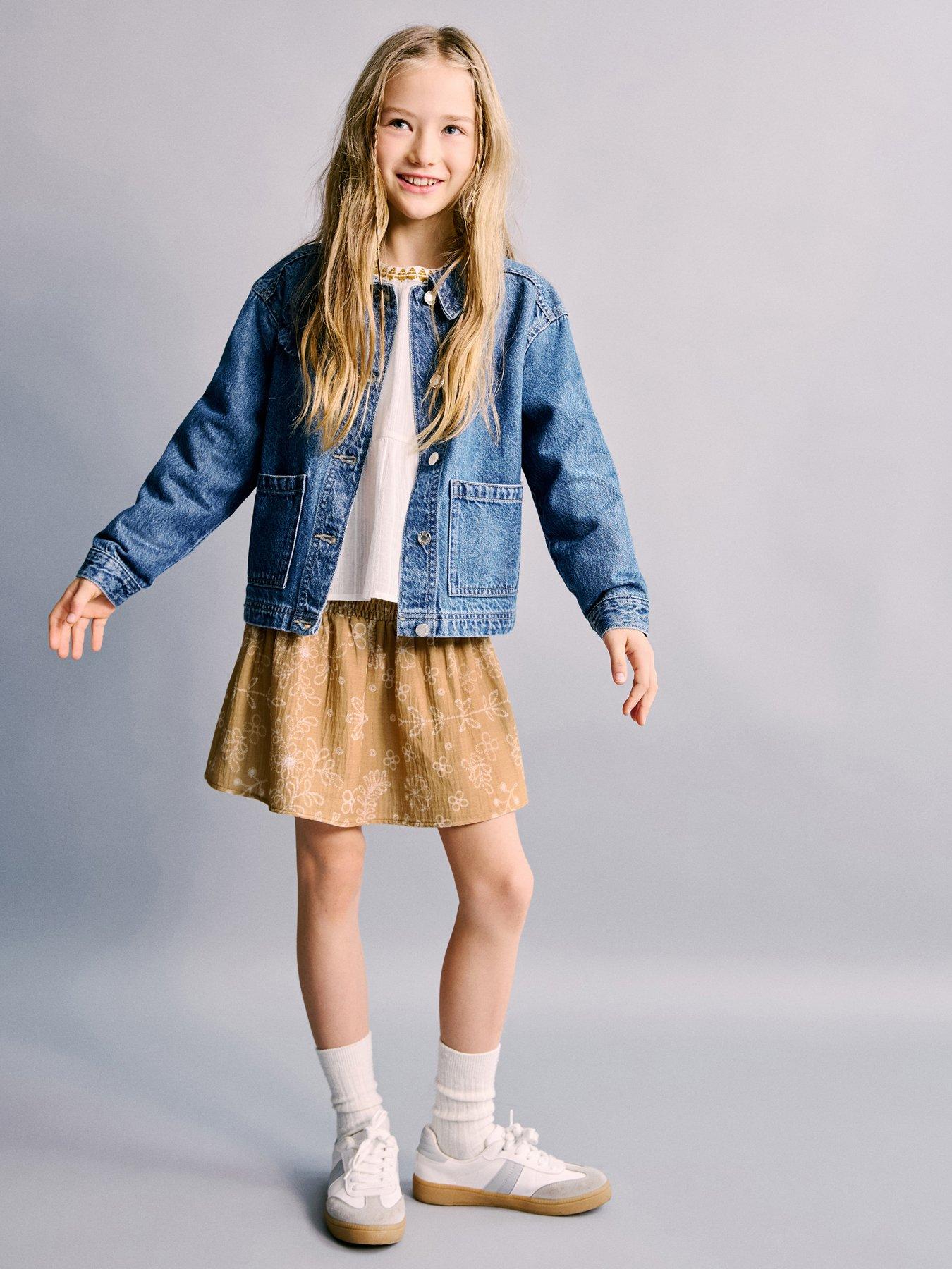 Mango Girls Flower Shirred Skirt - Yellow