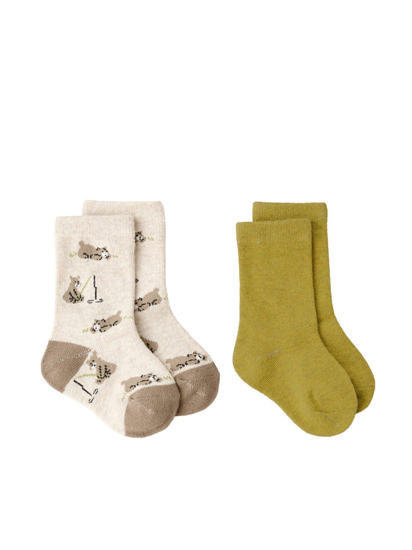  image of mango-younger-boys-2-pack-bear-socks-bright-green