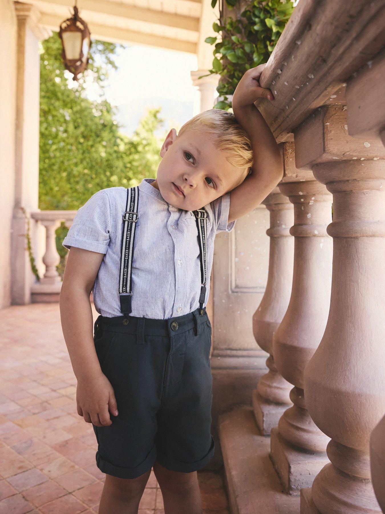 Image 1 of 7 of Ted Baker Younger Boys Braces, Shirt and Short Set - Blue