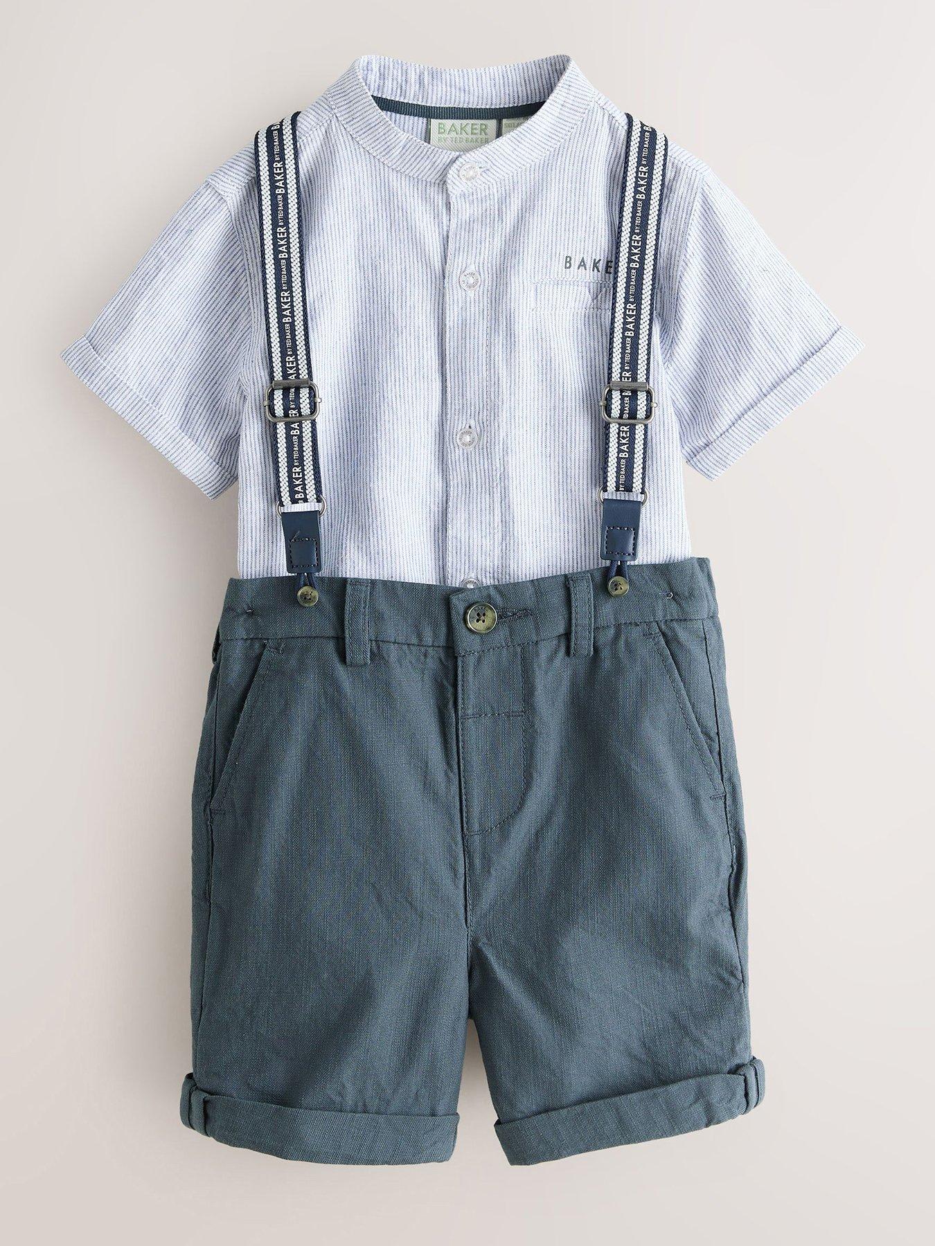 Image 2 of 7 of Ted Baker Younger Boys Braces, Shirt and Short Set - Blue
