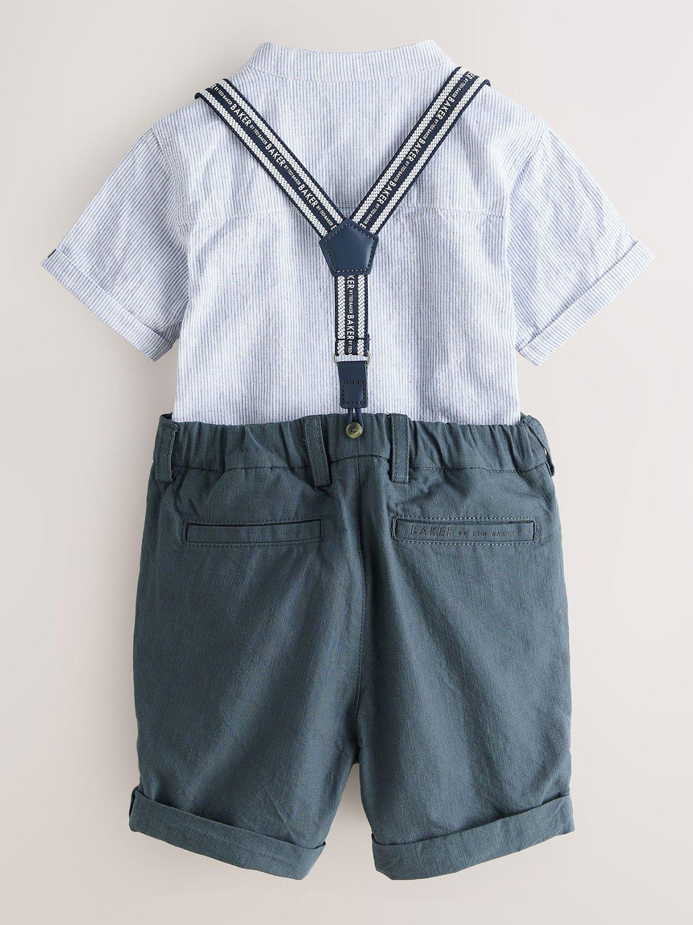 Image 3 of 7 of Ted Baker Younger Boys Braces, Shirt and Short Set - Blue