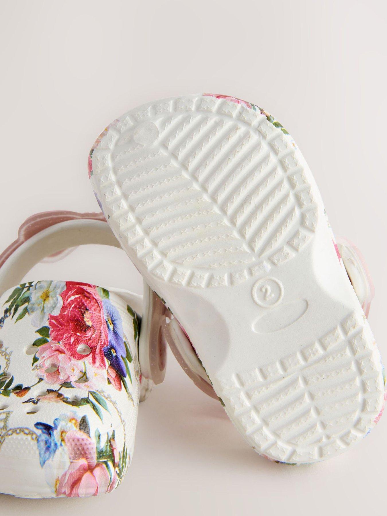 Image 5 of 5 of Ted Baker Baby Girls Floral Bow Clog Shoes - White Multi