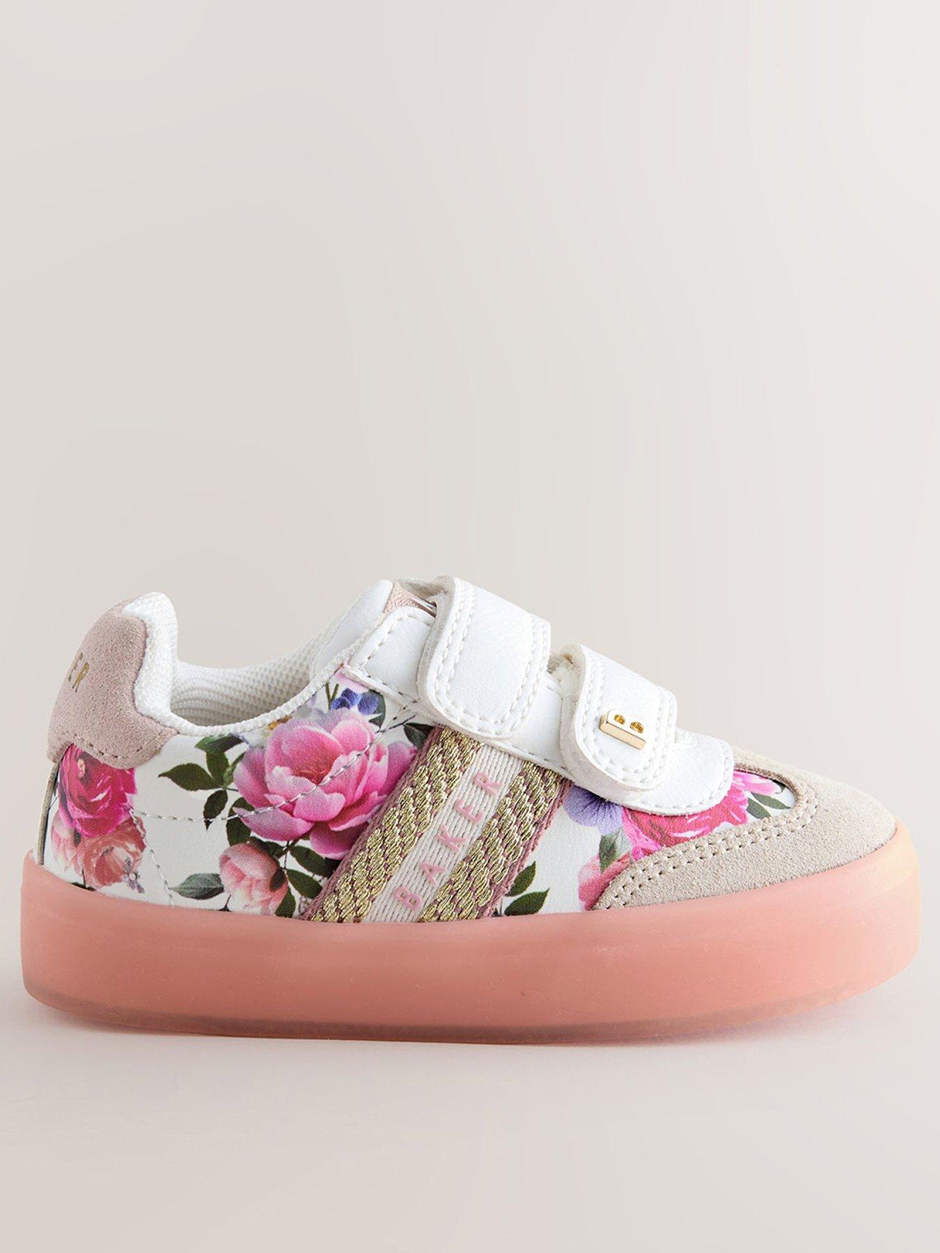 Ted Baker Younger Girls Suede Floral Shoes - White