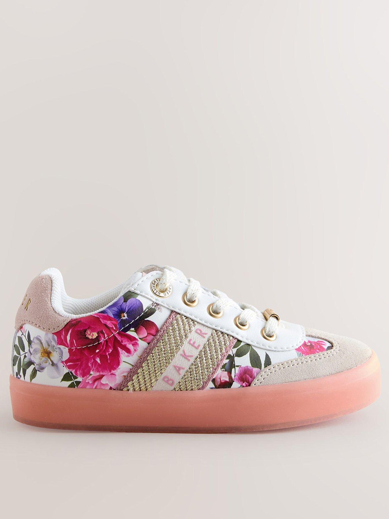 Ted Baker Girls Suede Floral Shoes - White