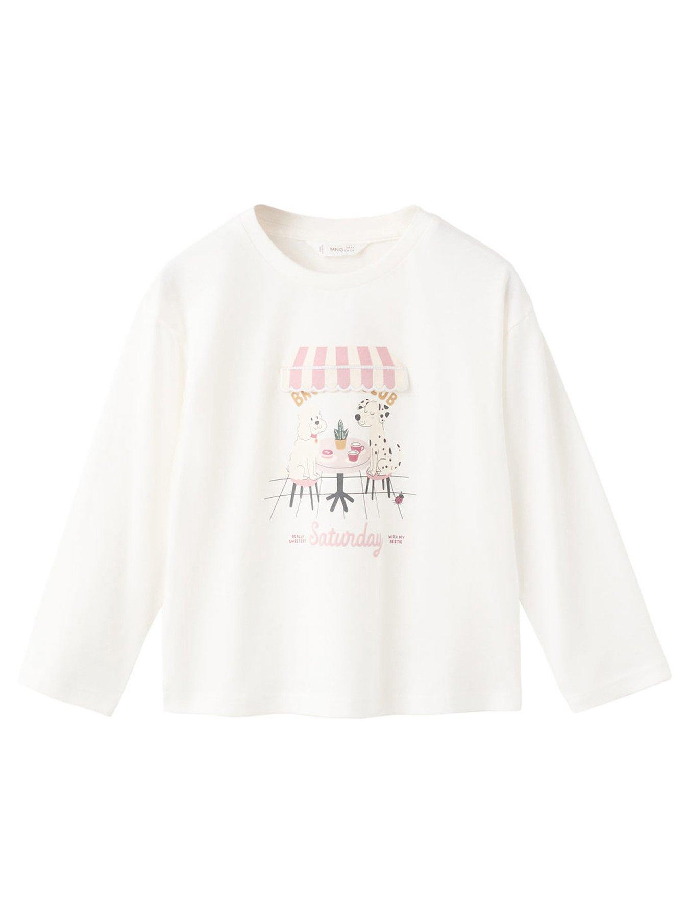 Mango Younger Girls Brunch Club Long Sleeve T-Shirt - Light Cream