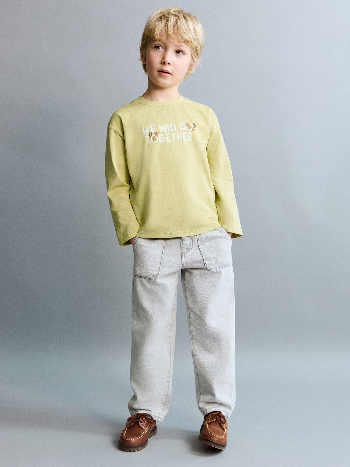 Mango Younger Boys Animal Graphic Back Print Long Sleeve T-shirt - Bright Green