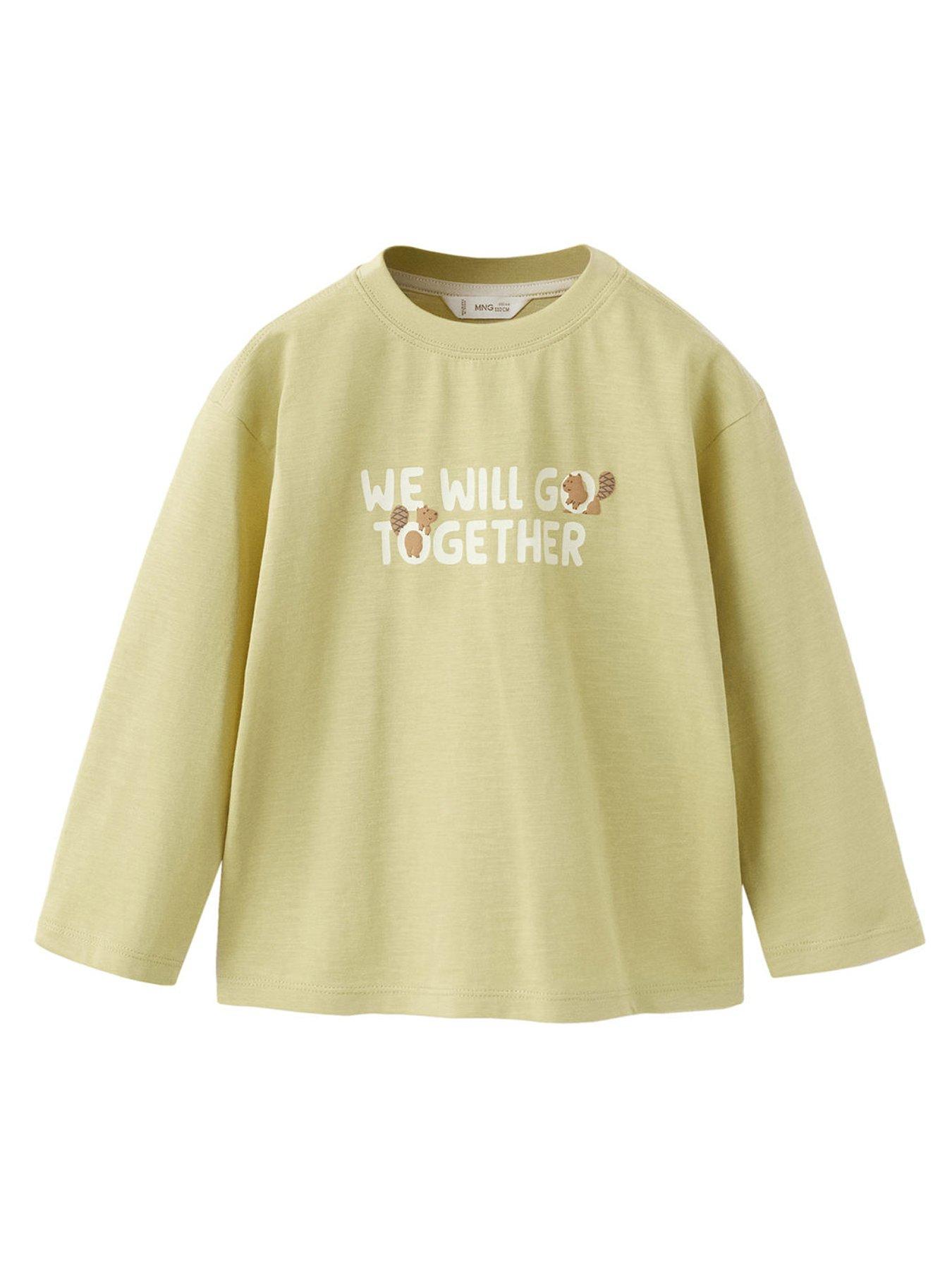 Mango Younger Boys Animal Graphic Back Print Long Sleeve T-shirt - Bright Green