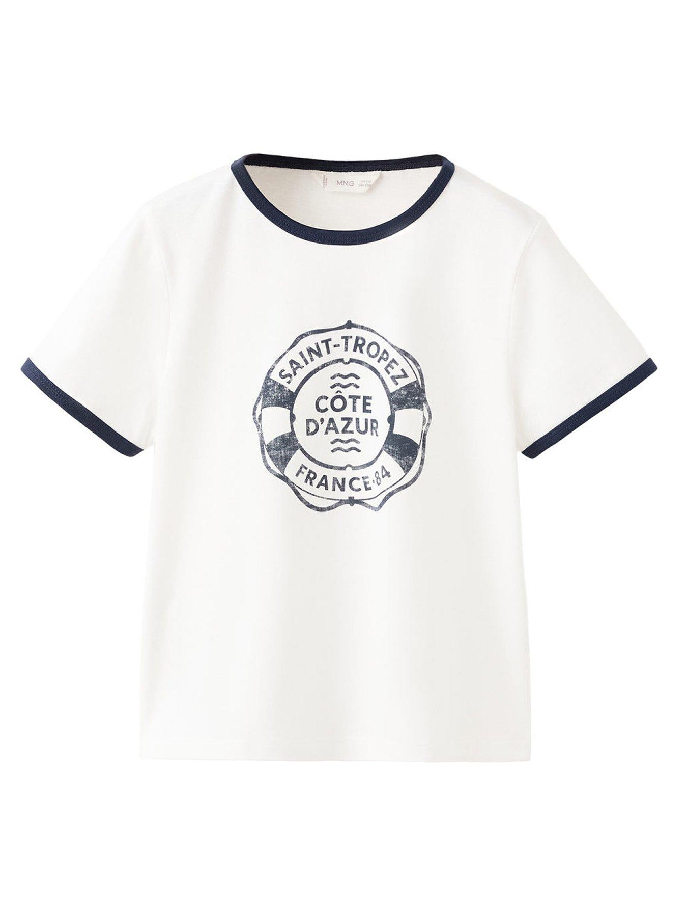 Mango Girls Saint Tropez Ringer Short Sleeve T-Shirt - Light Cream