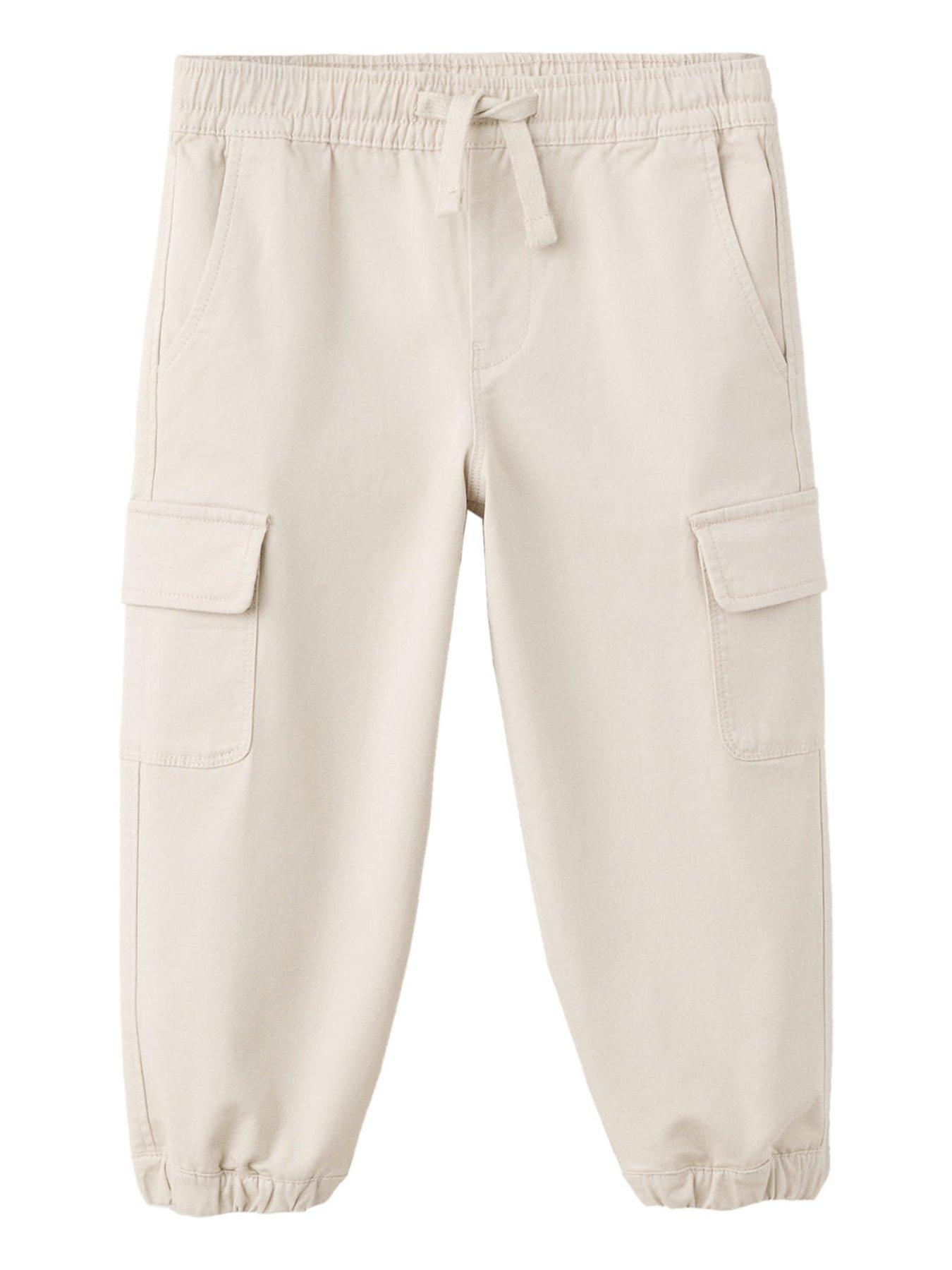 Mango Younger Boys Combat Cuffed Trousers - Light Beige