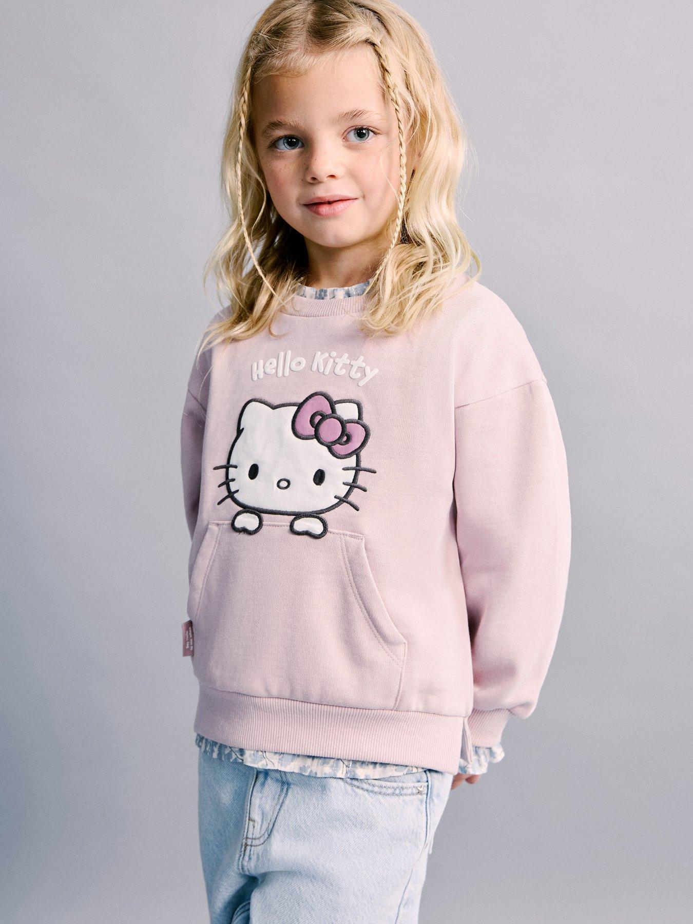 Image 1 of 6 of Mango Younger Girls Hello Kitty Pouch Pocket Sweatshirt - Pink