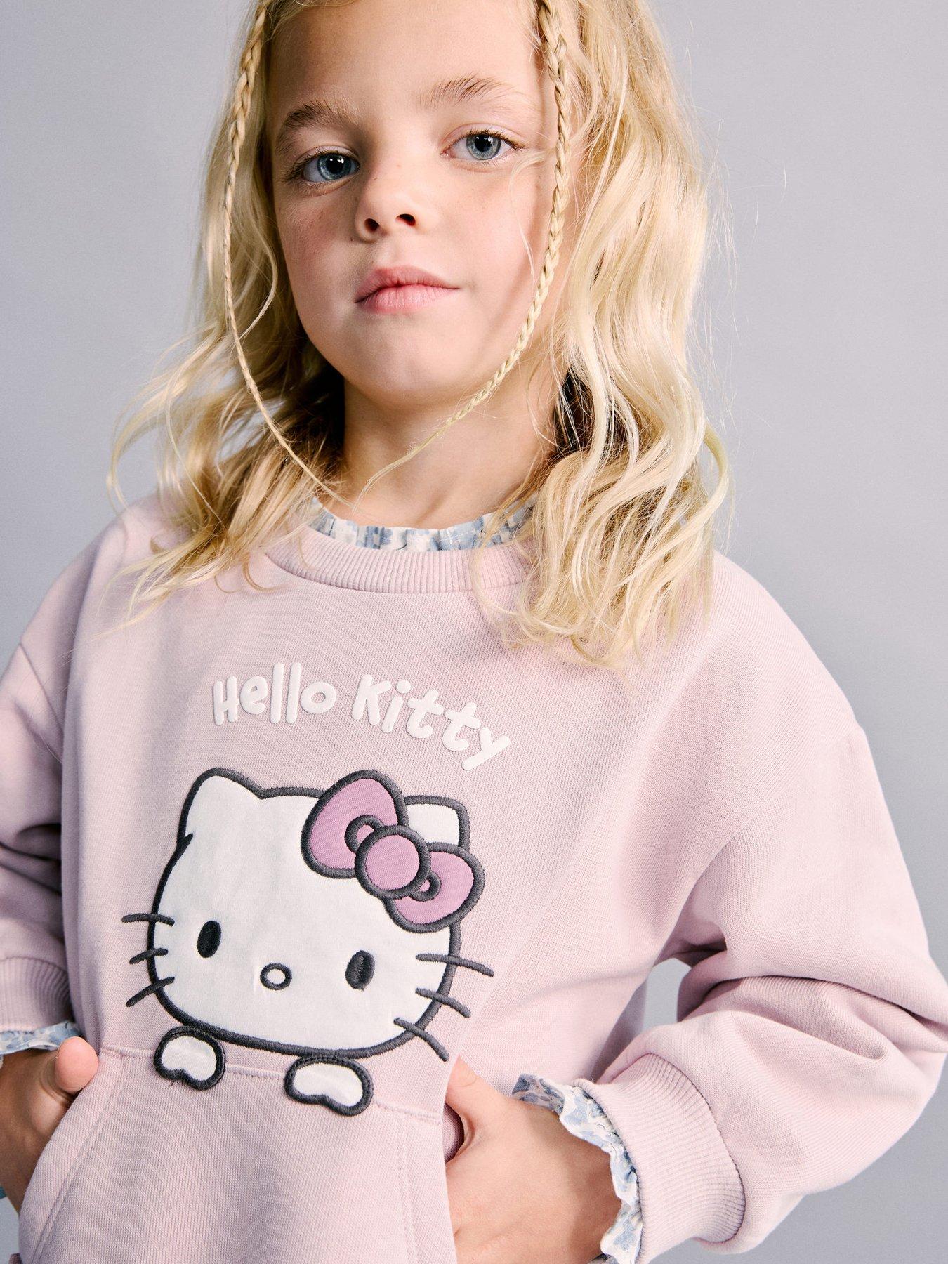 Image 6 of 6 of Mango Younger Girls Hello Kitty Pouch Pocket Sweatshirt - Pink