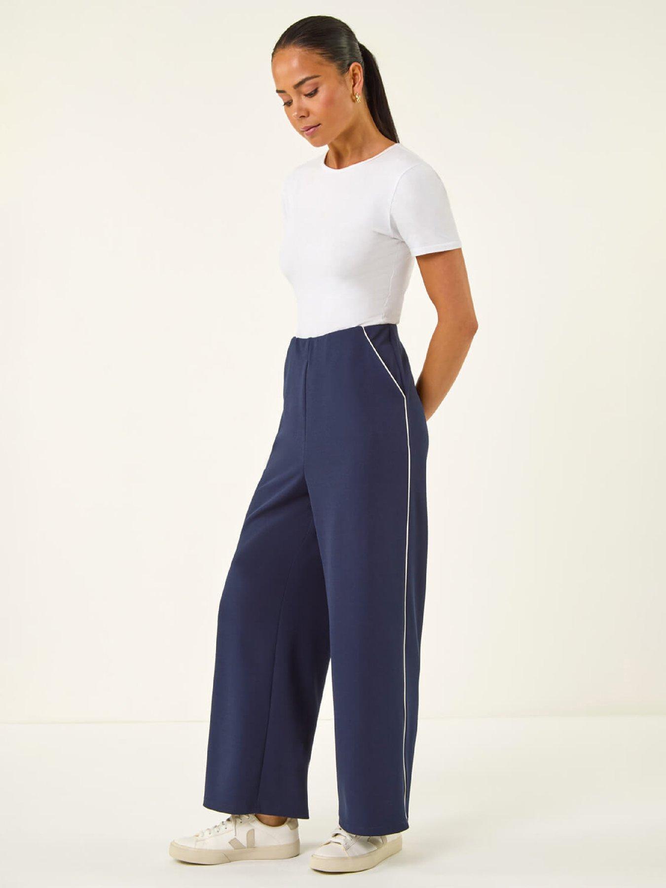  image of roman-petite-side-seam-stretch-trouser-navy